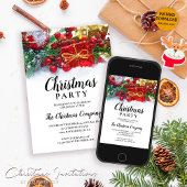 Simple Festive Holly Berries Weihnachts-Party Einladung