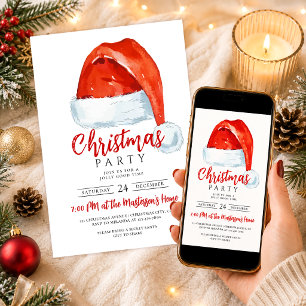 Simple Festive Santas Hat Weihnachts-Party Einladung