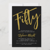 Simple Fiftieth Gold Script 50th Birthday Party Einladung (Vorderseite)