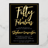 Simple Fifty and Fabulous Gold 50th Birthday Party Folieneinladung (Vorderseite)