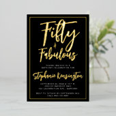 Simple Fifty and Fabulous Gold 50th Birthday Party Folieneinladung (Stehend vorne)