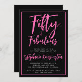 Simple Fifty and Fabulous Pink 50th Birthday Party Einladung (Vorne/Hinten)