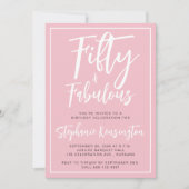 Simple Fifty and Fabulous Pink 50th Birthday Party Einladung (Vorderseite)