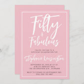 Simple Fifty and Fabulous Pink 50th Birthday Party Einladung (Vorne/Hinten)