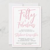 Simple Fifty and Fabulous Pink 50th Birthday Party Einladung (Vorderseite)