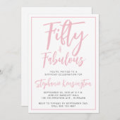 Simple Fifty and Fabulous Pink 50th Birthday Party Einladung (Vorne/Hinten)