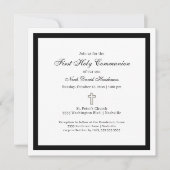 Simple First Holy Communion Black White Invitation Einladung (Vorderseite)