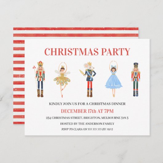 Simple Five Characters Nutcracker Christmas Party Einladung (Vorne/Hinten)