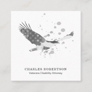 ** Simple Flag USA American Eagle Schwarz-weiß Quadratische Visitenkarte