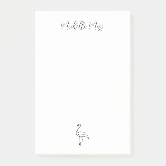 Simple Flamingo Elegante Tropical Personalisiert Post-it Klebezettel (Vorderseite)