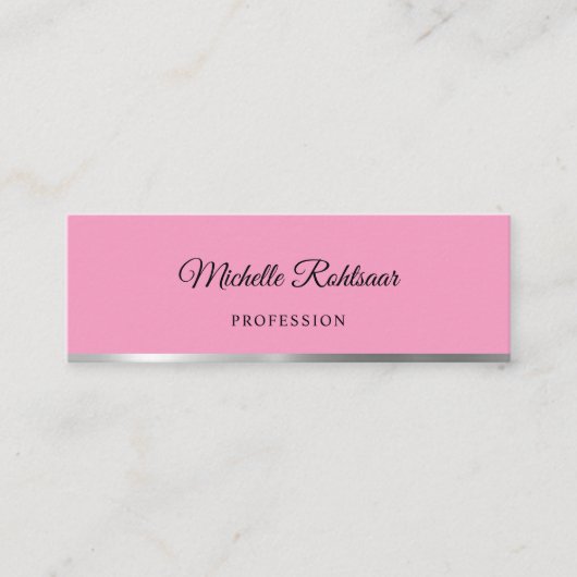 Simple Flamingo Pink Metallic Mini Visitenkarte (Vorderseite)