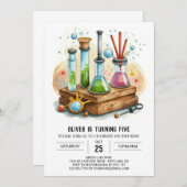 Simple Flask Chemistry Scientistry Birthday Einladung (Vorne/Hinten)