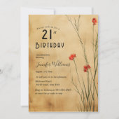 Simple Floral 21. Geburtstag Party Einladung (Vorderseite)