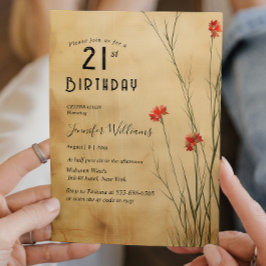 Simple Floral 21. Geburtstag Party Einladung