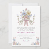 Simple Floral all in one wedding website qr code Einladung (Vorderseite)