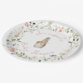 Simple Floral Baby Bunny Baby Dusche Pappteller (Schrägansicht)