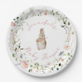 Simple Floral Baby Bunny Baby Dusche Pappteller (Vorderseite)
