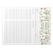 Simple Floral Botanical Pink Blue Flower Recipe Notizblock (Vorderseite)