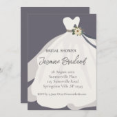 Simple Floral Bridge Gown Brautparty Einladung (Vorne/Hinten)