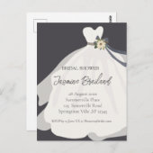 Simple Floral Bridge Gown Brautparty Postkarte (Vorne/Hinten)