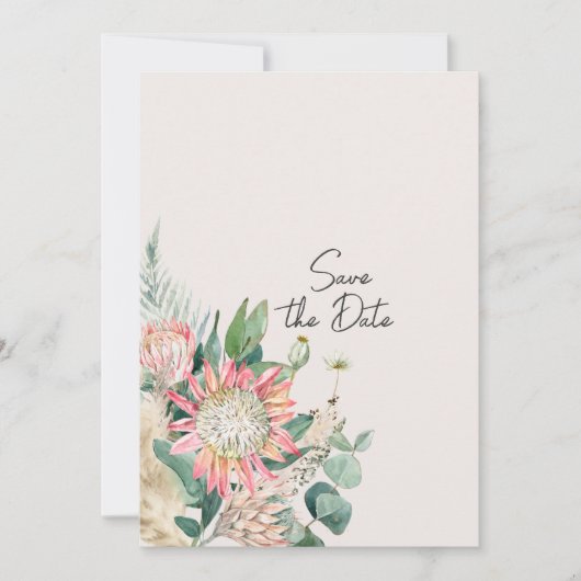 Simple Floral Eucalyptus Pampas Grass Protea Save The Date (Vorderseite)
