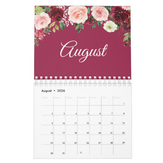 Simple floral family photo 2024 kalender (Aug 2026)