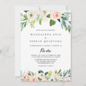 Simple Floral Foliage Calligraphy Spanish Wedding Einladung (Vorderseite)