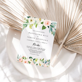 Simple Floral Foliage Calligraphy Spanish Wedding Einladung