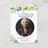 Simple floral Funeral Memorial Prayer Photo Card Visitenkarte (Vorderseite)