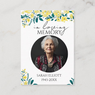 Simple floral Funeral Memorial Prayer Photo Card Visitenkarte