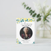 Simple floral Funeral Memorial Prayer Photo Card Visitenkarte (Stehend Vorderseite)