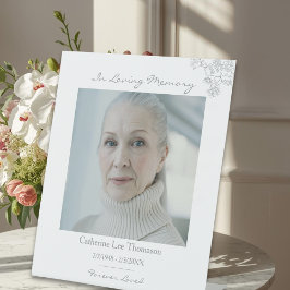 Simple Floral Funeral Photo Pedestal Sign Sockelschild