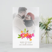 Simple Floral Garland Romantic Photo Wedding (Stehend Vorderseite)