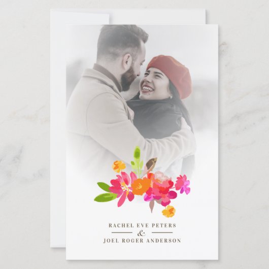 Simple Floral Garland Romantic Photo Wedding (Vorderseite)