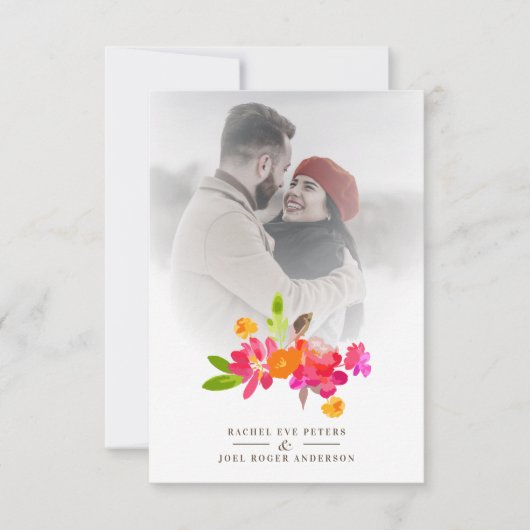 Simple Floral Garland Romantic Photo Wedding (Vorderseite)