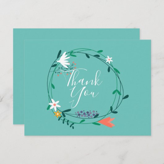 Simple Floral Garland Script Business Vielen Dank Postkarte (Vorne/Hinten)