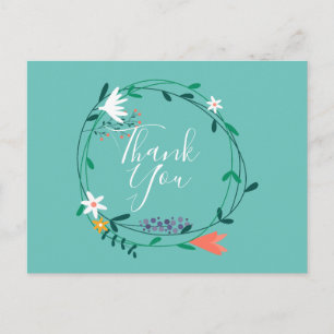Simple Floral Garland Script Business Vielen Dank Postkarte
