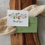 Simple Floral Green Foliage Calligraphy Vielen Dan Postkarte<br><div class="desc">Diese einfache Blumenkalligraphie aus grünem Blattwerk dank Postcard ist perfekt für eine tropische Hochzeit. Die hübschen Rose in Weiß, Rosa und Rosa sind mit blauen, handbemalten Pflanzen geschmückt, die in grünes Blattwerk eingebettet sind und die künstlerische Schönheit inspiriert haben. Passen Sie die Rückseite der Postkarte an, einschließlich Ihrer Namen, Rücksendeadresse...</div>
