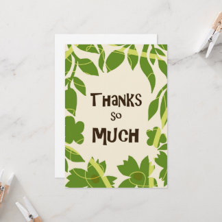Simple Floral Green leaves Thank You Card Einladung