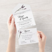 Simple Floral Lavender Sprig UAWG Wedding All In One Einladung (Abreißen)
