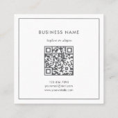 Simple Floral Line Art Gray White QRCode Vielen Da Quadratische Visitenkarte (Rückseite)