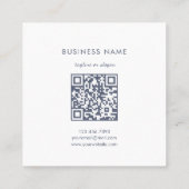 Simple Floral Line Muted Blue QR Code Thank You Quadratische Visitenkarte (Rückseite)