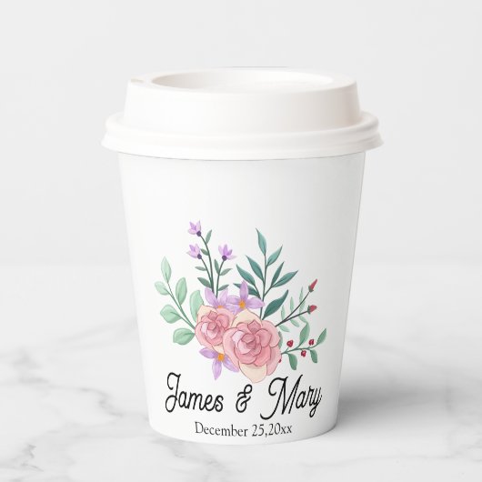 Simple Floral Minimalist Party Theme Design Pappbecher (Rückseite)