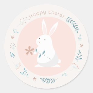 Simple Floral Oaster Bunny SIEGEL Runder Aufkleber