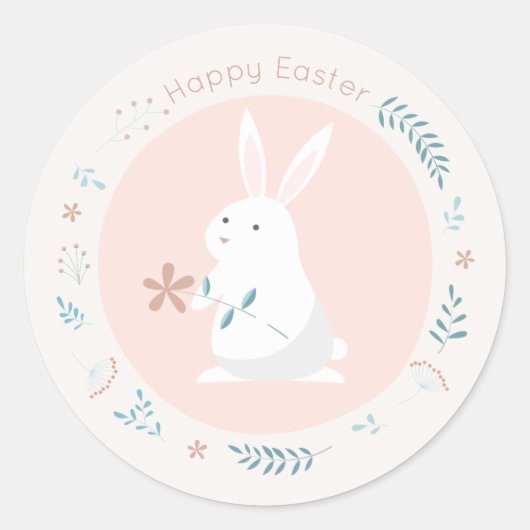 Simple Floral Oaster Bunny | SIEGEL Runder Aufkleber (Vorderseite)