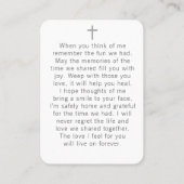 Simple Floral Photo Cross Prayer Card Visitenkarte (Rückseite)