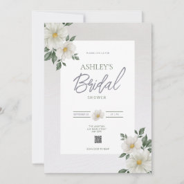 Simple Floral QR Code Bridal Shower Invitation Einladung