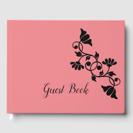 Simple Floral Salmon Guest Book Gästebuch
