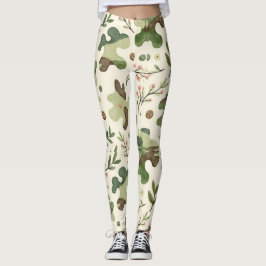 Simple Floral Sprigs Camouflage Pattern Leggings