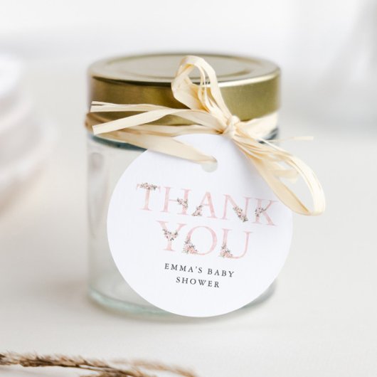 Simple Floral Typografy Baby Dusche Vielen Dank Geschenkanhänger